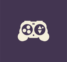 Game controller icon that is on a dark blue background